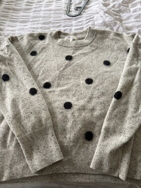 Madewell Polka Dot Knit Sweater in Heather Gray with Black Dots